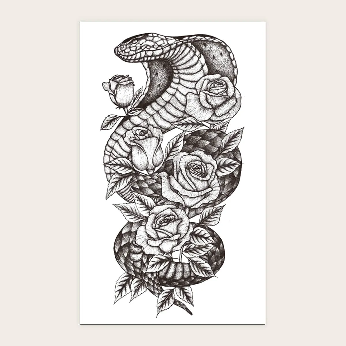 Adesivo per tatuaggio con motivo serpente e fiore 1 foglio