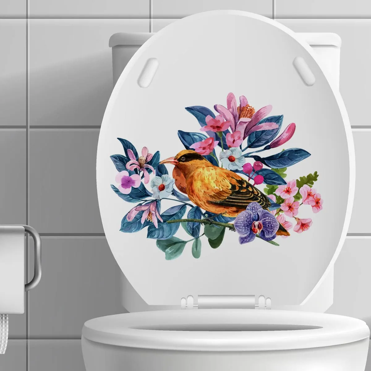 1 foglio adesivo murale con stampa uccello & fiore
