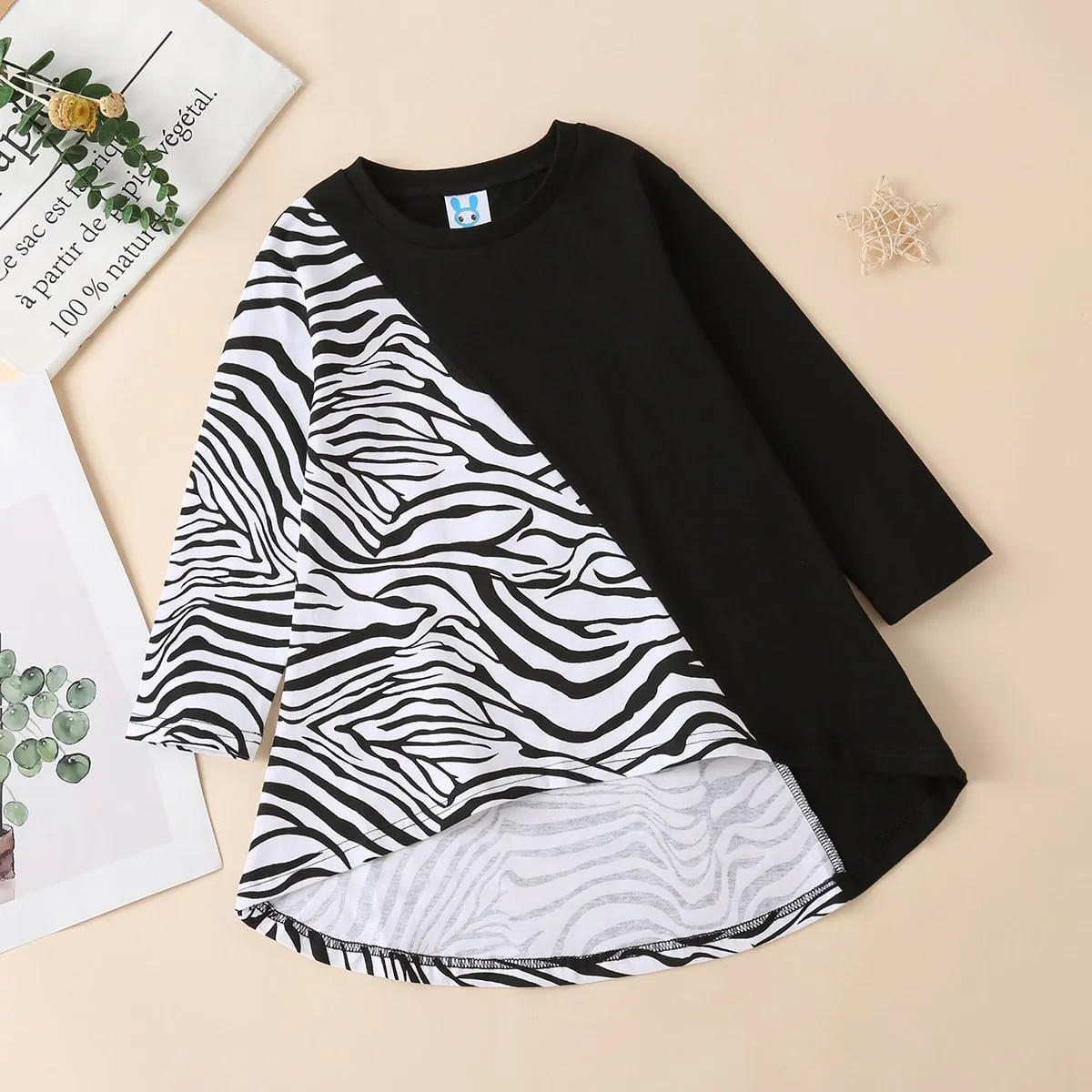 Vestiti da ragazza Blocchi di colore effetto zebra Casual