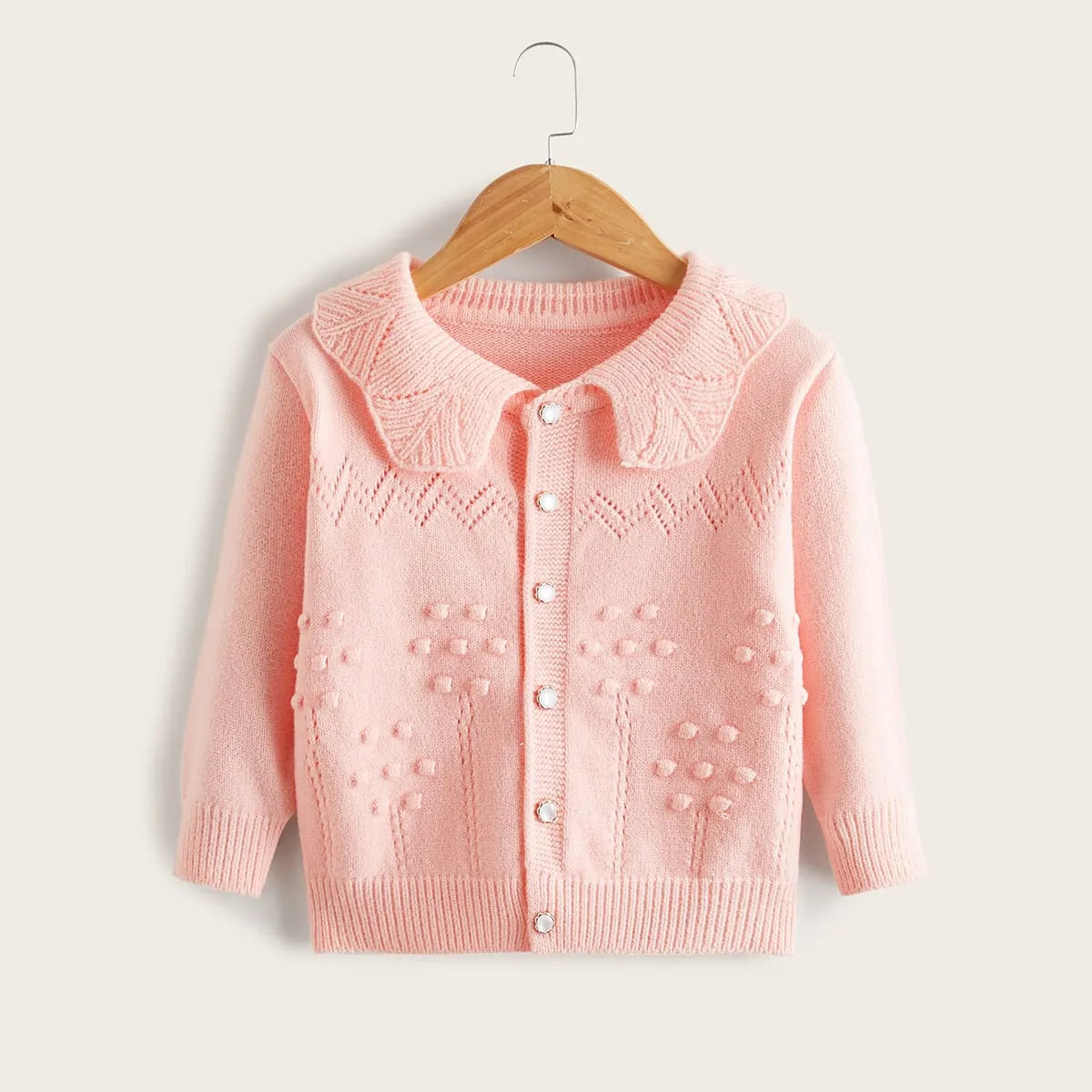 da bambine Cardigan monocolore colletto per bambole con bottone