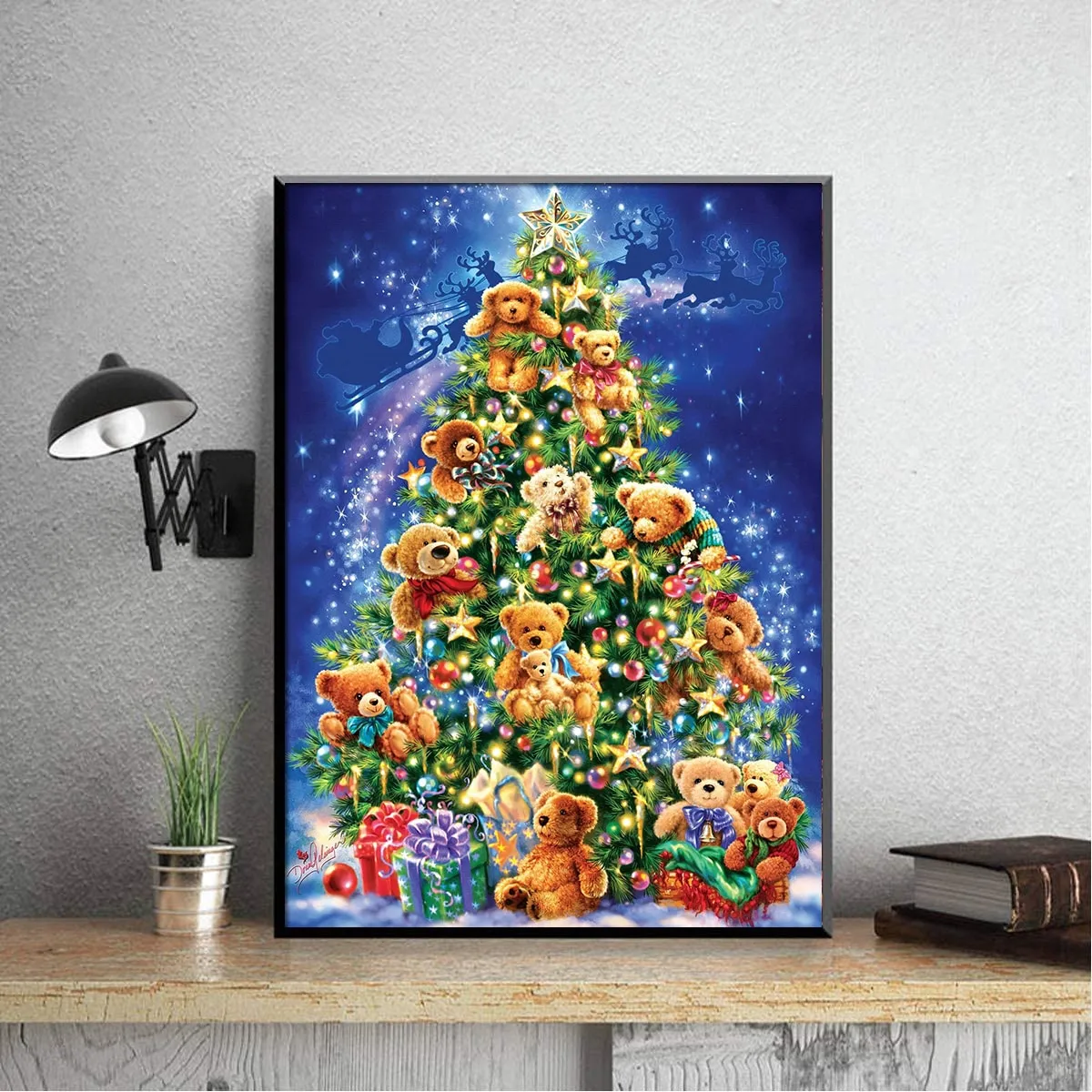 Painting senza cornice diamante fai da te Natale con stampa dell'albero