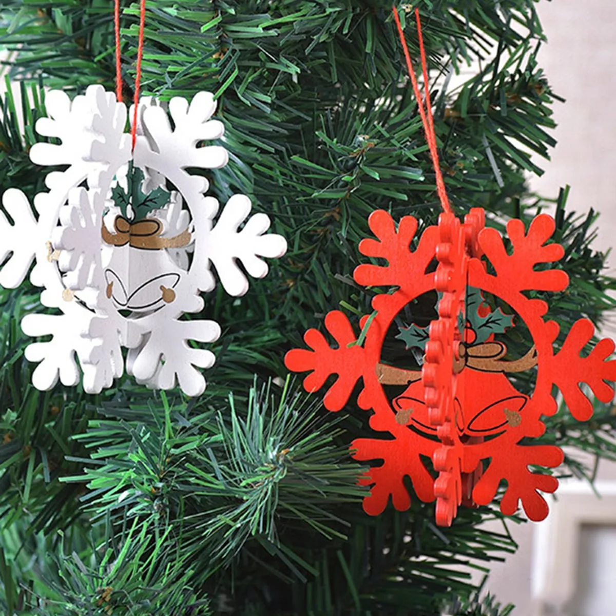 1 pezzo pendente albero natale con fiocco di neve casuale