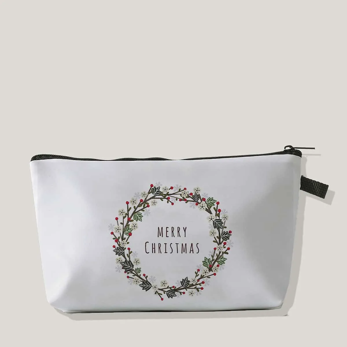 Borsa per trucco Natale con grafica lettera zip