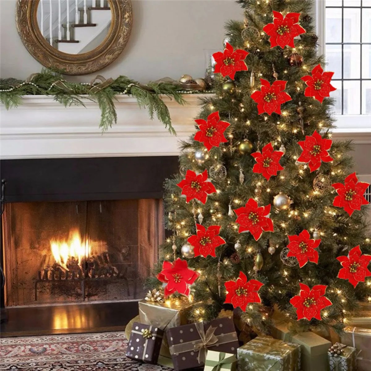 10 pezzi Fiori Artificiali albero di Natale decorativo