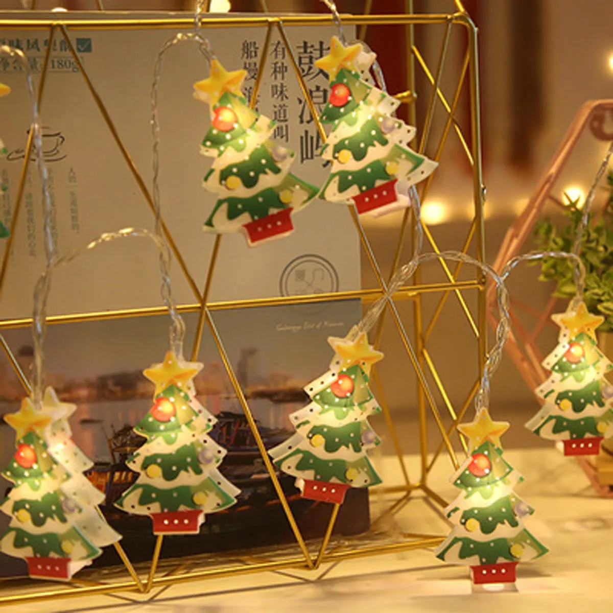 1 pezzo Stringa di luci con 10 pezzi albero di Natale a forma di lampadina