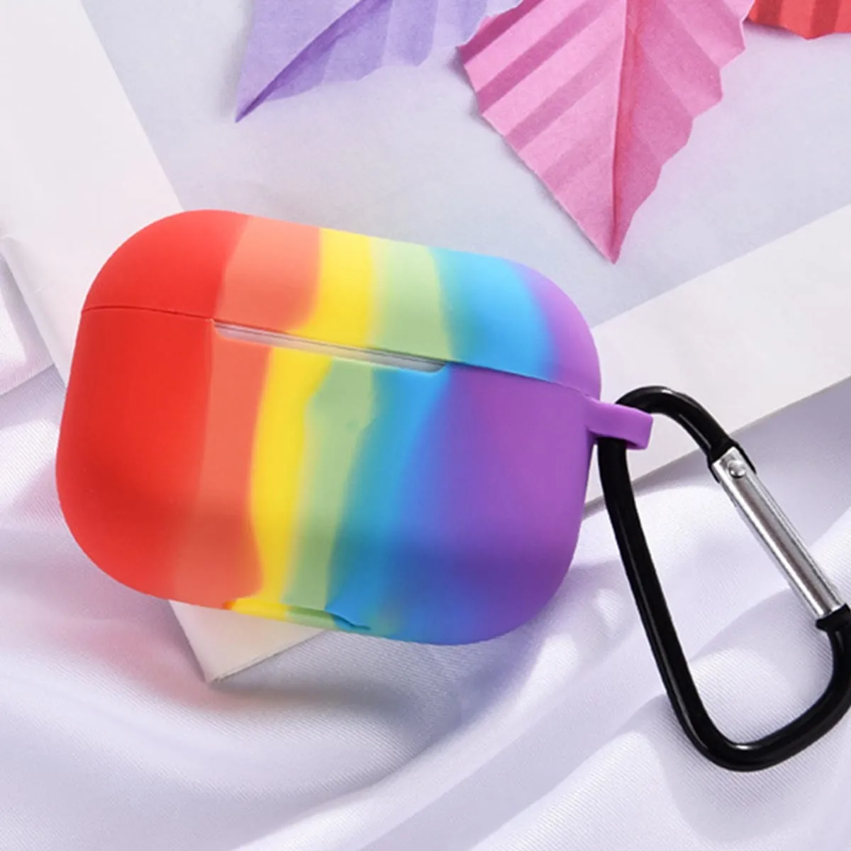 Custodia per Airpods a righe arcobaleno