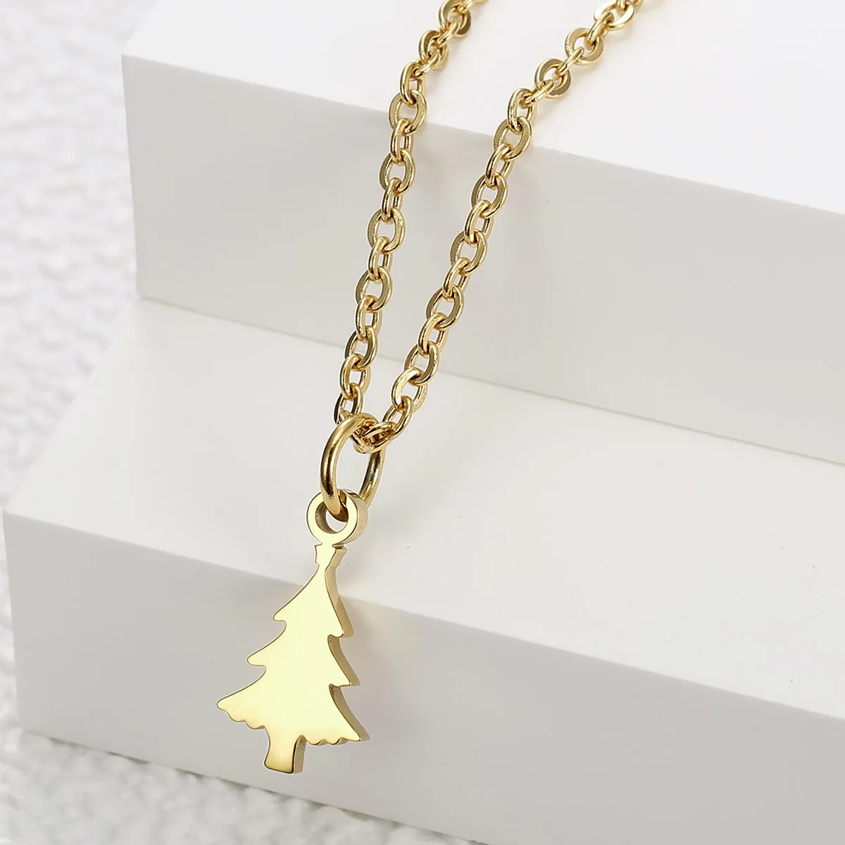 Collana di fascino placcato oro 18K albero di Natale