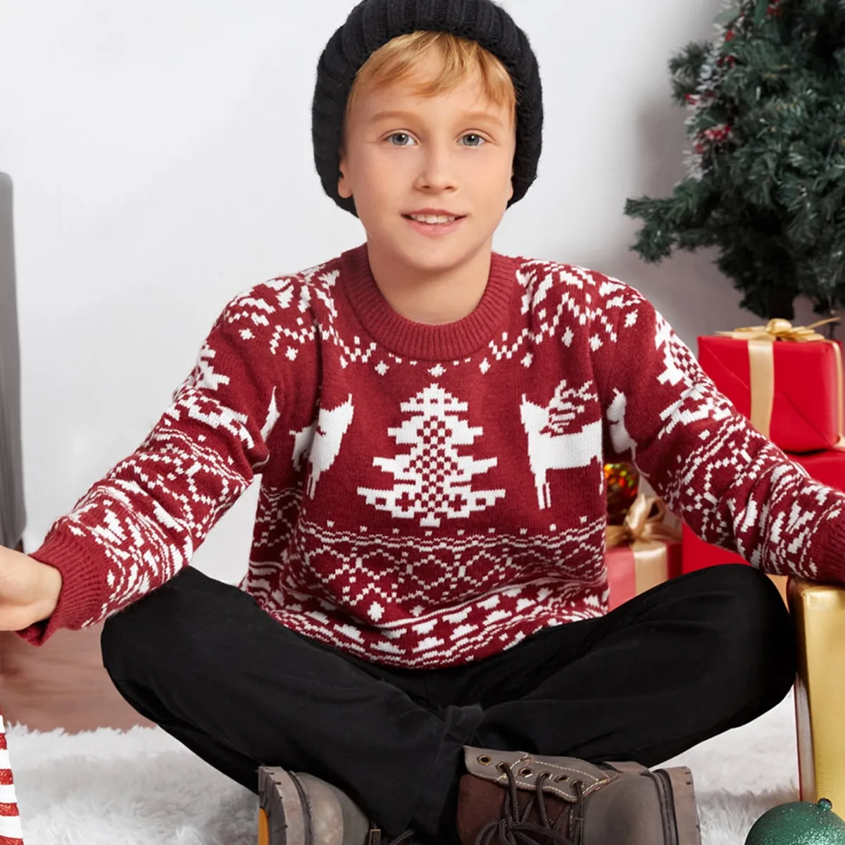 Maglione alce di Natale & albero modello