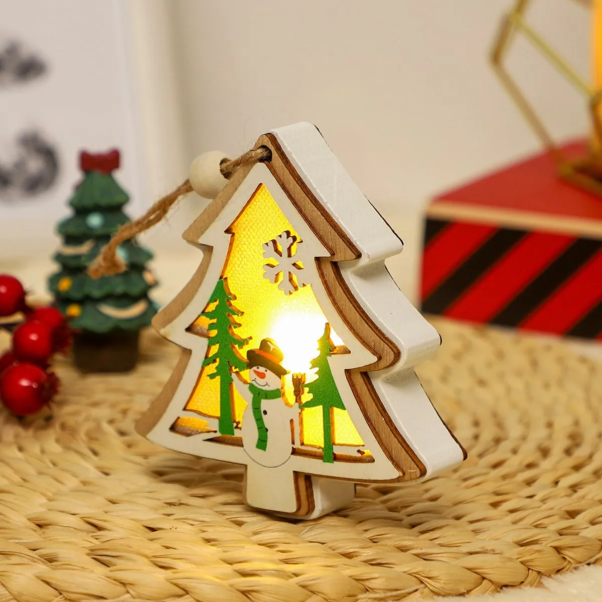 Luce albero di Natale di legno