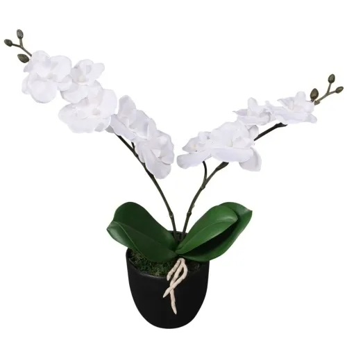 Orchidea artificiale con vaso 30 cm bianco