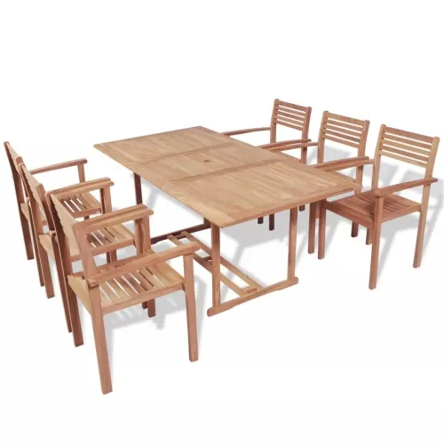 Set da pranzo per esterni 7 pezzi in teak