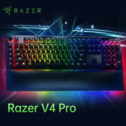 Tastiera da gioco Razer V4 Pro 98 tasti Tastiera cablata USB Razer Chroma RGB 8000Hz Tastiera meccanica con poggiapolsi (interruttore verde))
