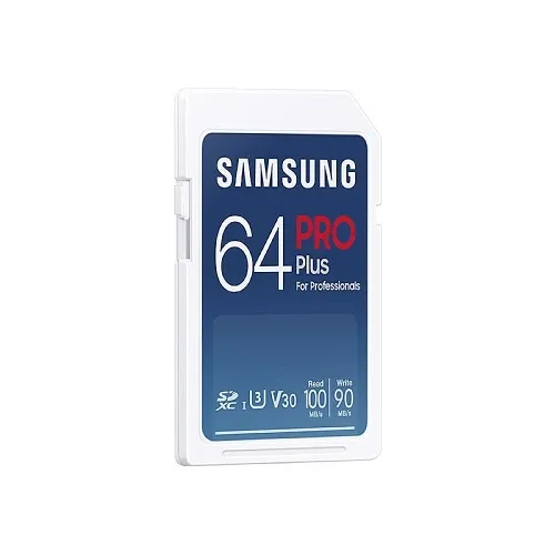 SAMSUNG 64GB PRO Plus Scheda SD ad alta velocità U3 V30 Livello di velocità fino a 100 MB/s Velocità di lettura per fotocamera digitale Motion Camera Laptop