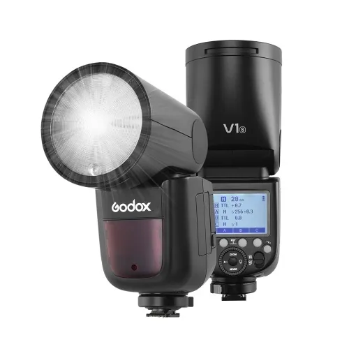 Godox V1S Flash per fotocamera professionale Speedlite Speedlight Testa rotonda Zoom Fresnel wireless 2.4G