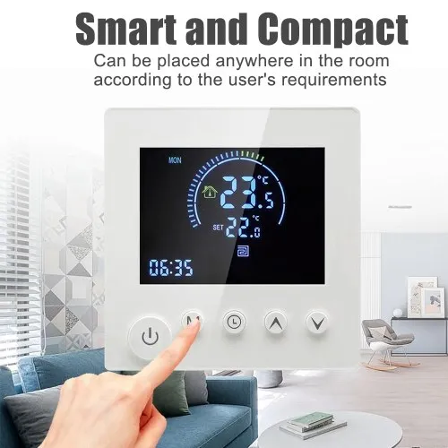 Tuya Smart WiFi Termostato da parete Telecomando programmabile Sensore NTC Display LCD Pulsante a sfioramento Riscaldamento dell'acqua Pavimento caldo Termoregolatore digitale Regolatore di temperatura per la casa