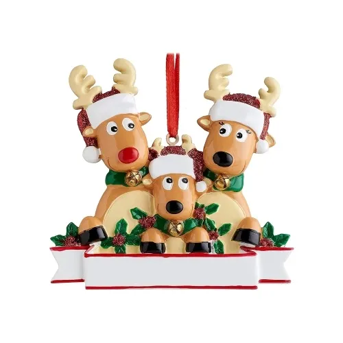 Ciondolo personalizzato per la famiglia delle renne T-shirt natalizia Decorazione da appendere Regalo di Natale per la famiglia