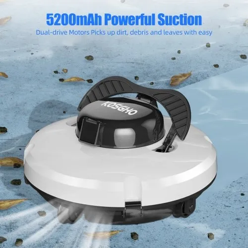 Pulitore per piscina robotizzato senza fili IPX8 Impermeabile Doppio motore Forte aspirazione Auto-parcheggio Autonomia di 120 minuti Aspirapolvere automatico per piscina fuori terra Piscina interrata fino a 1076 piedi quadrati