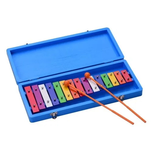 Muslady 15 tasti glockenspiel xilofono colorato strumento a percussione musicale precoce educativo con mazze per lo sviluppo del senso musicale