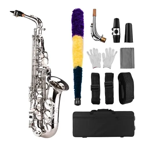 Sassofono Sax Eb essere Alto E piatto ottone intagliato reticolo sul boccaglio di plastica superficie squisita con guanti pulizia panno pennello cinghie