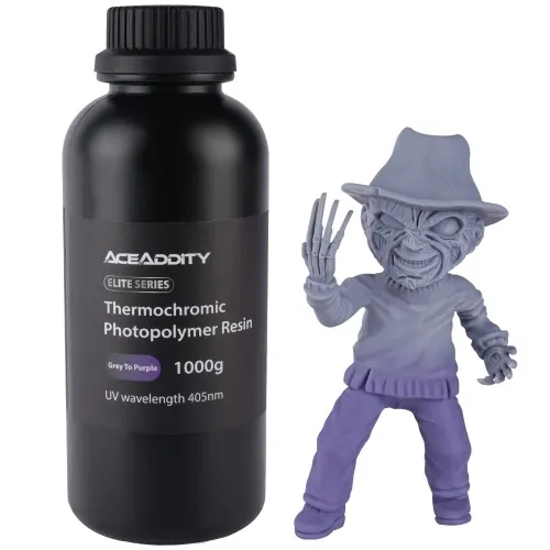 Aceaddity Resina per Stampante 3D Termocromica Resina per Stampa Fotopolimerica ad Indurimento UV ad Alta Risoluzione 405nm Adatta per Stampanti 3D LCD/DPL/SLA 2K/4K/8K Passando dal Grigio al Viola 1KG/Bottiglia