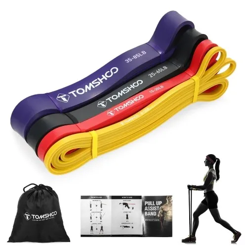TOMSHOO Pull Up Assist Band Resistance Loop Band Powerlifting Workout Bande elastiche con borsa per il trasporto