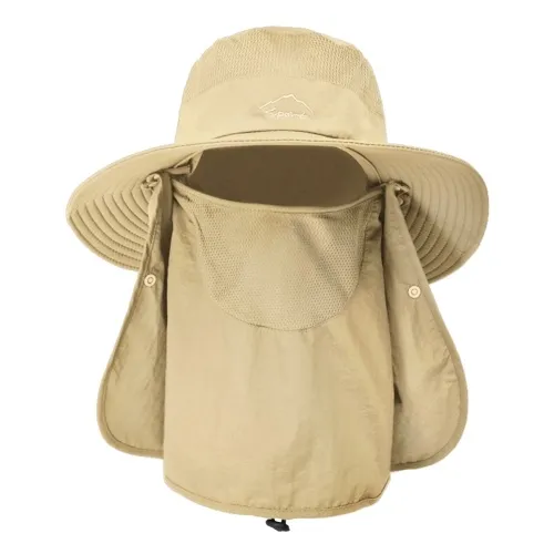Sun Hat UV Protection Wide Brim Neck Flap Face Cover Multifunctional Cap for Hiking Fishing Beach