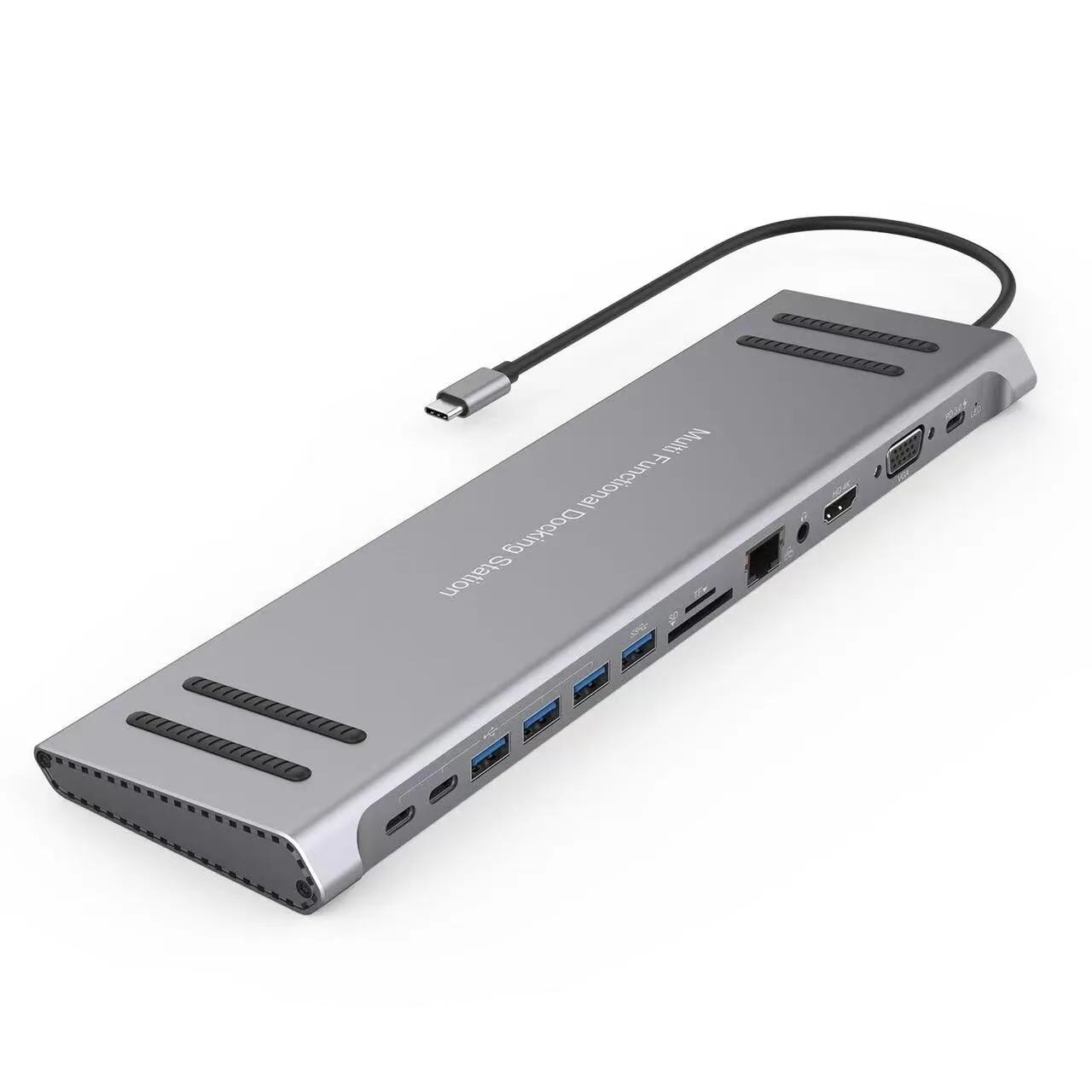 Docking station USB C 13 in 1 con hub di rete HDMI VGA PD 3.0 USB C 10/100M Stand per laptop Gigabit per MacBook iPad Su