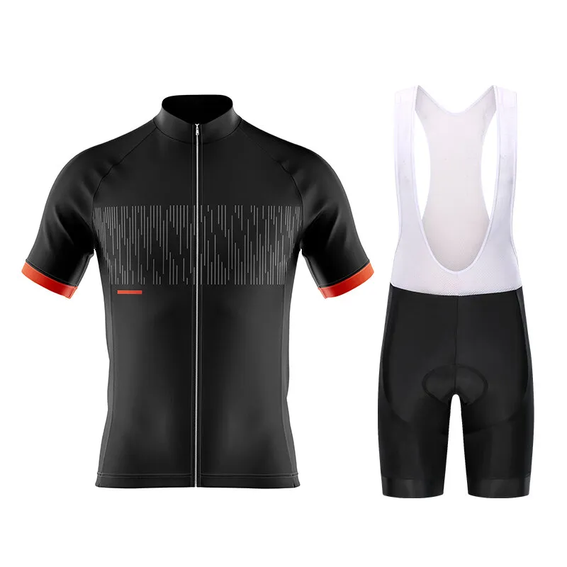 Set di abbigliamento da ciclismo estivo che include pantaloncini con bretelle e maglie per biciclette da montagna e da s