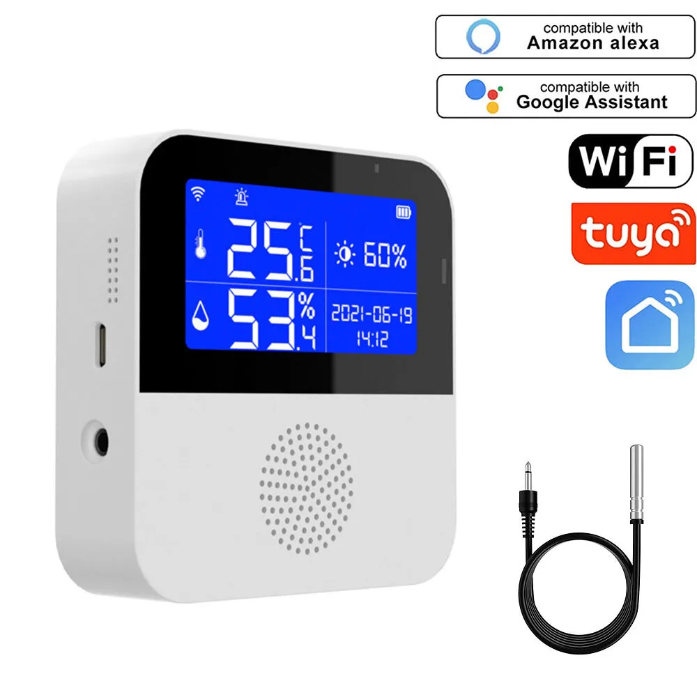 Tuya WiFi Smart Sensore di temperatura e umidità interna Termometro Igrometro con schermo LCD Rilevatore Monitoraggio re