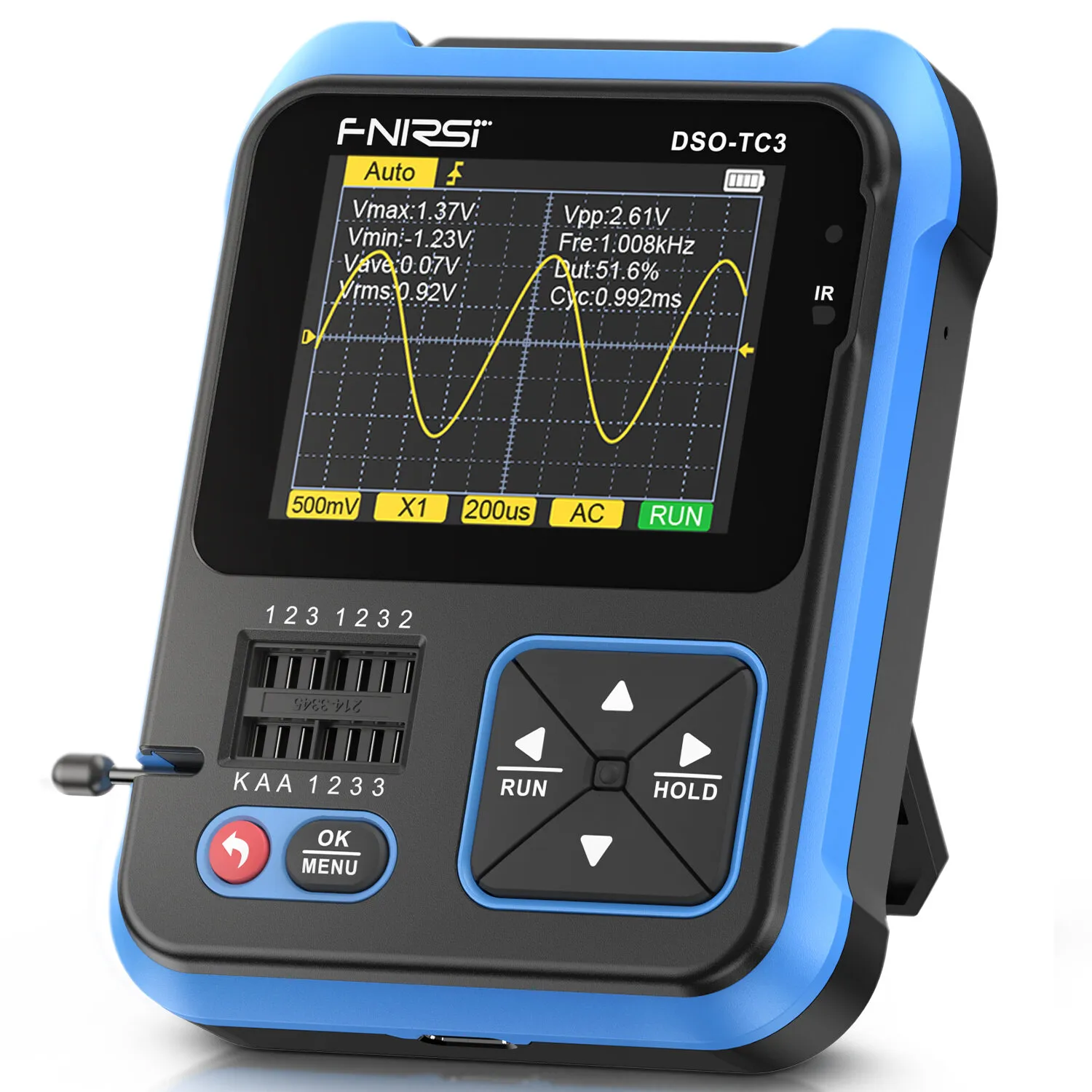 FNIRSI DSO-TC3 Oscilloscopio digitale Tester di transistor Generatore di segnali 3 in 1 Tester di componenti elettronici