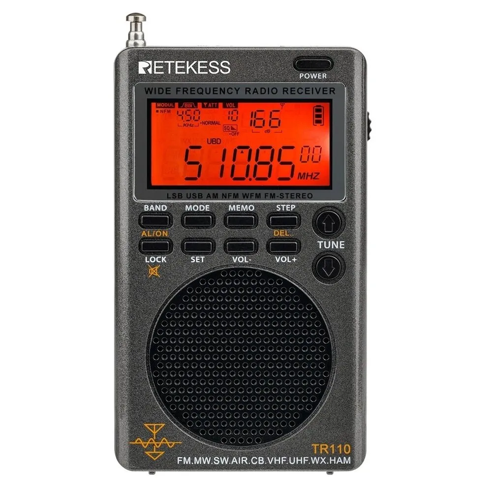 Radio portatile Radio Retekes TR110 a onda corta SSB FM/MW/SW/LSB/AIR/CB/VHF/UHF Radio digitale completa allarme NOAA Si