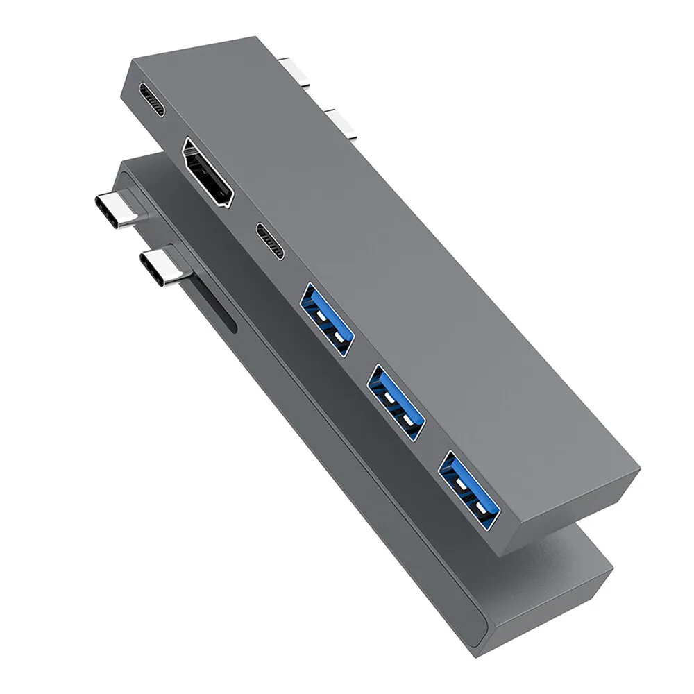 Hub Multiport 6 in 1 Dual-Interfaccia Tipo-C Docking Station USB-C con USB3.0*3 PD100W USB-C 5Gbps, HDMI 4K/30Hz Splitte