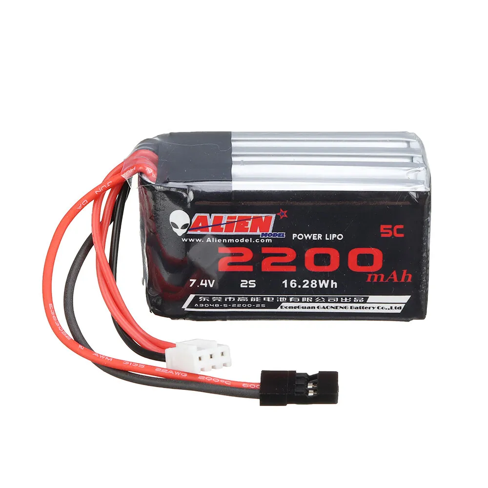 Batteria Lipo Alienmodel 7.4V 2200mAh 5C 2S con connettore JR per auto RC