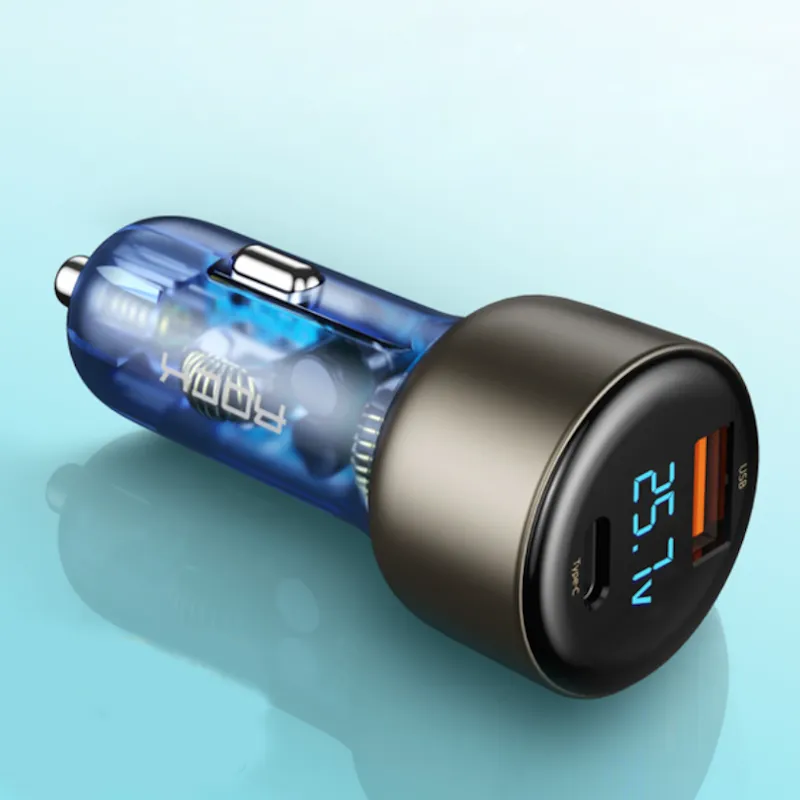 Caricabatterie per auto a doppia porta da 72 W 12-24 V USB PPS PD3.0 QC3.0 Adattatore di ricarica rapida Monitoraggio in