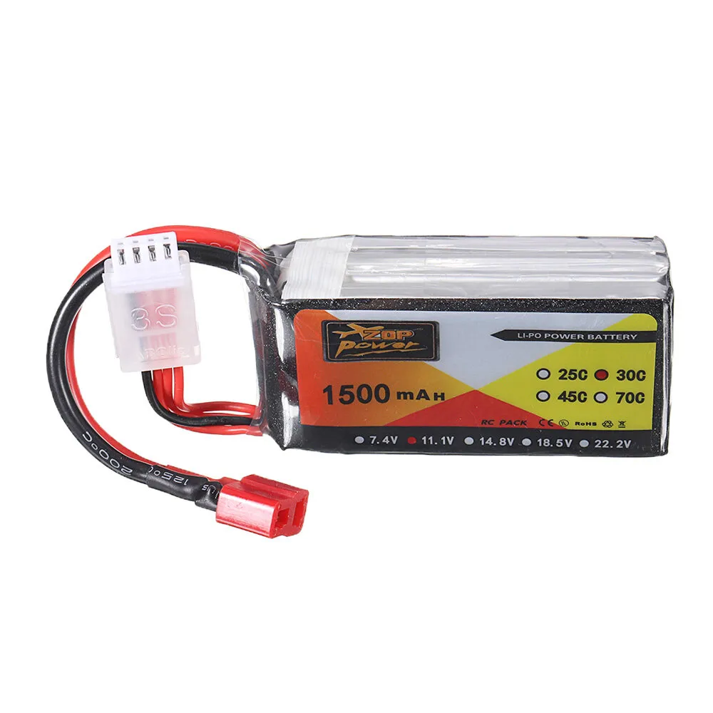 Batteria Lipo ZOP Power 11.1V 1500MAH 3S 30C T Plug per Drone RC