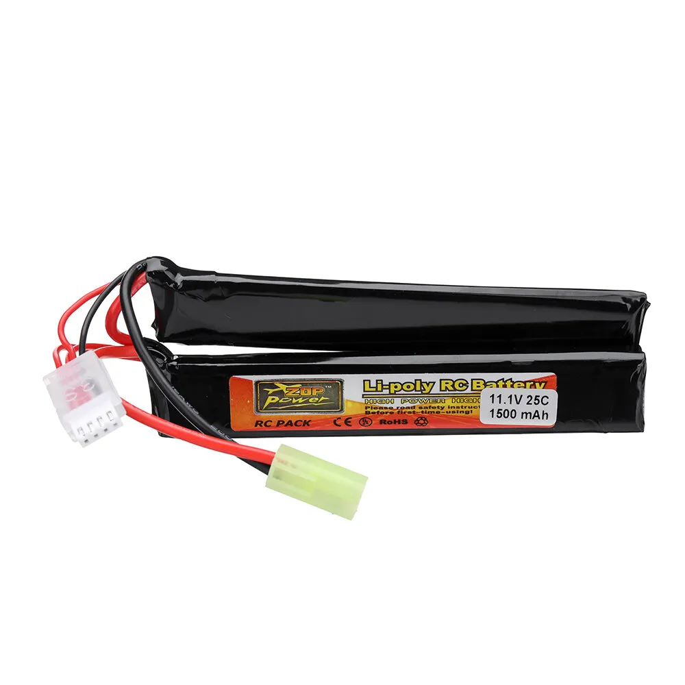 Batteria LiPo ZOP Power 11.1V 1500mAh 25C 3S con connettore Tamiya e cavo adattatore con connettore T per auto RC