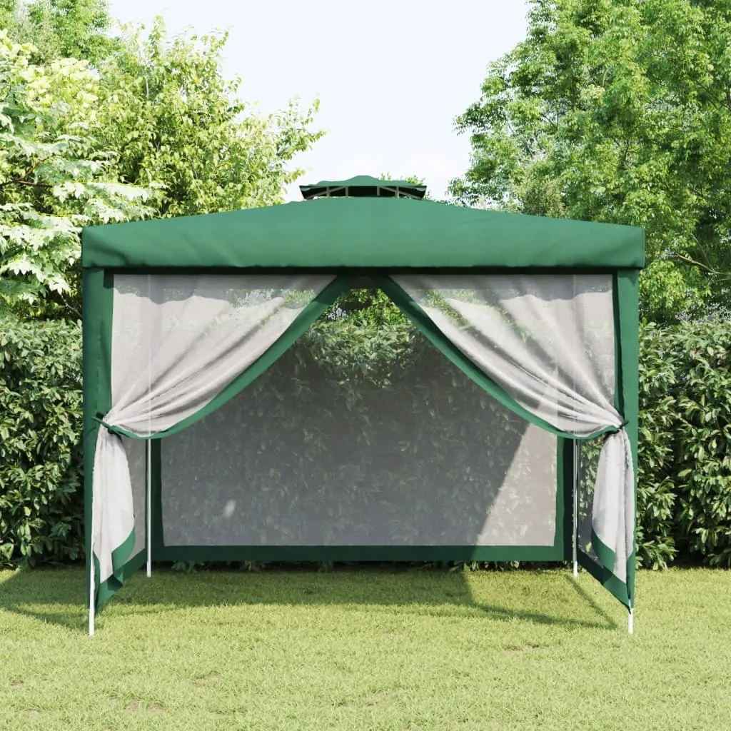 vidaXL Gazebo con Tetto Doppio Verde 3x3x2,68 m in Tessuto