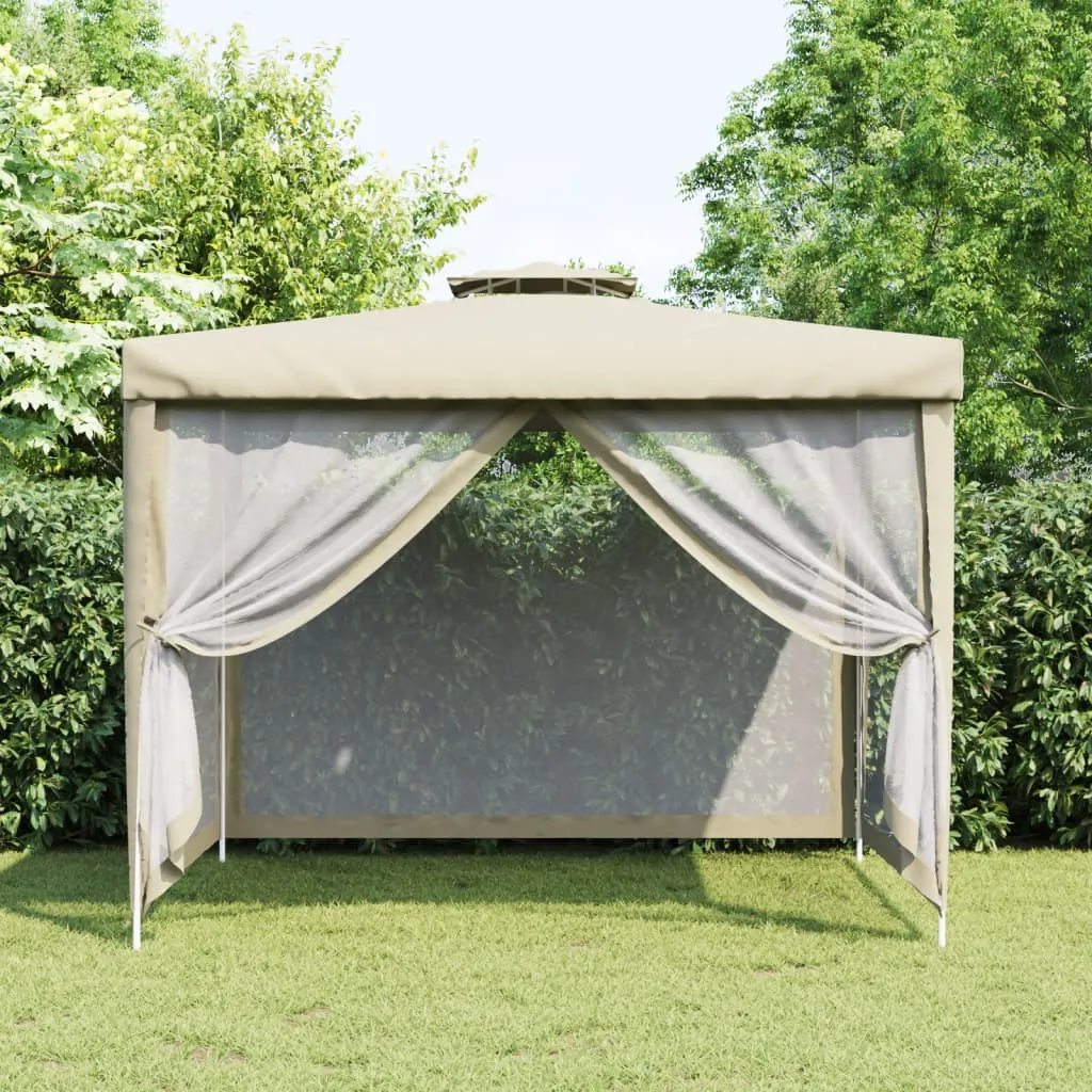 vidaXL Gazebo con Tetto Doppio Crema 3x3x2,68 m in Tessuto