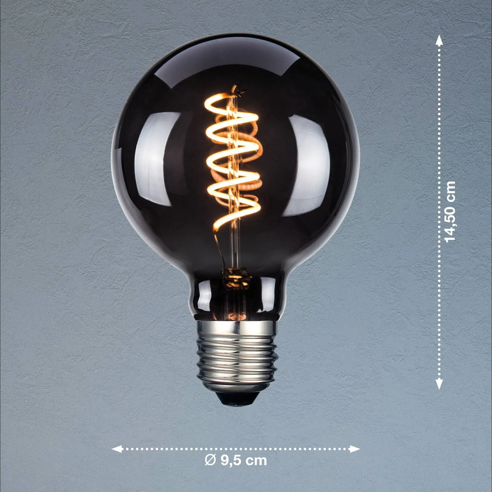  Lampadina LED, E27, G95, colore fumo, 4 W, 1800 K, 60 lm