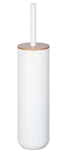 WENKO Portascopino per WC Posa bianco - Portascopino WC, forma chiusa, Plastica, 7.5 x 37 x 7.5 cm, Bianco