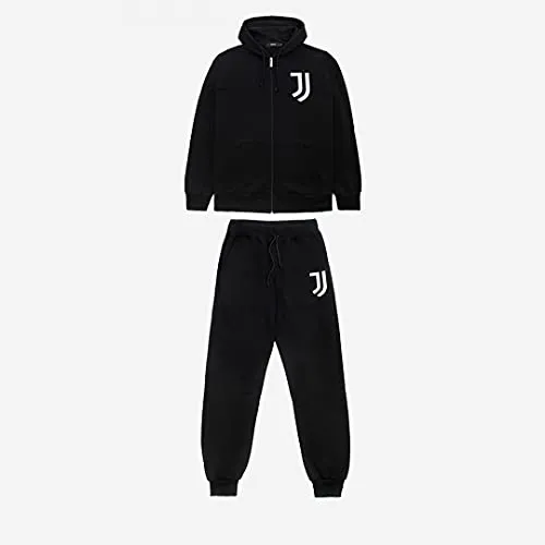 JUVE Juventus Tuta Hoodie Full Zip - Uomo - 100% Originale - 100% Prodotto Ufficiale - Colore Nero con Loghi Bianchi Stampati - Scegli la Taglia (Taglia M)