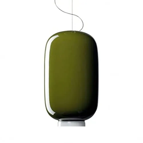 Lampada a sospensione 21W attacco E27 con diffusore in vetro soffiato e supporto diffusore in policarbonato trasparente modello Chouchin 2 22x22x43 centimetri colore verde (riferimento: 210072 40)