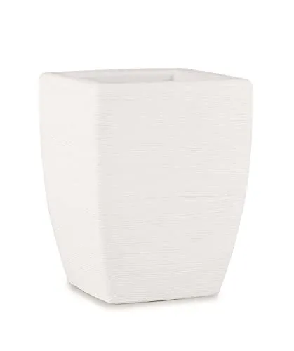 Vaso quadrato in resina"Fiordaliso" 70 cm. Bianco