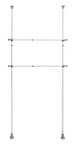 WENKO Asta appendiabiti Herkules 2 pezzi - Set di 2 aste telescopiche, Acciaio, 3 x 75-120 x 3 cm, Bianco