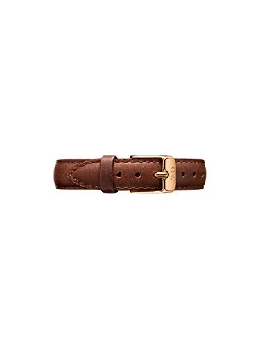 Daniel Wellington Petite St Mawes Cinturino Donna, 12mm, in Pelle, Marrone/Oro Rosato