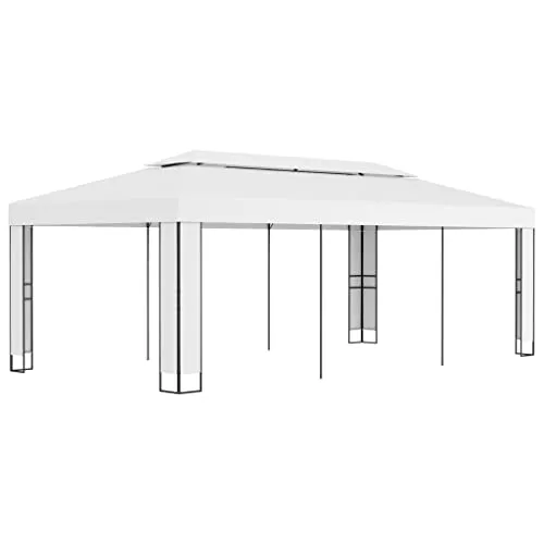 prieëlen - vidaXL Gazebo with Double Roof 118.1"x157.5" Anthracite - 3 x 6 m - Wit