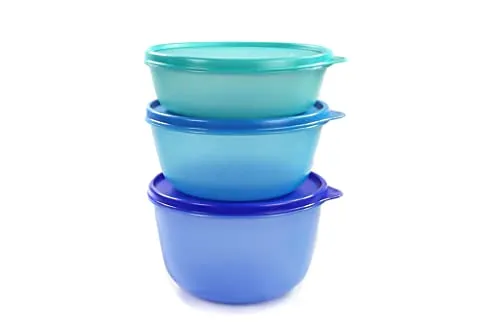 Tupperware, Clarissa Panorama 27537 - Set di contenitori da frigorifero, 2 l blu scuro, 1,5 l blu e 1 l turchese