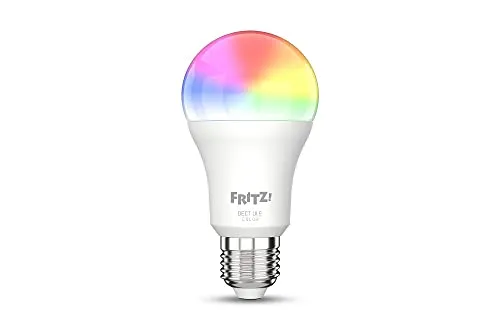 AVM FRITZ!DECT 500 - Lampadina LED intelligente E27 per luce colorata e bianca, dimmerabile, 2700 K, 9 W, 806 Lumen