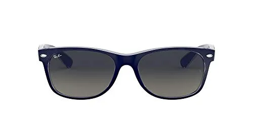 Ray-Ban New Wayfarer, Occhiali da sole, unisex ,Blu trasparente (blu trasparente), 55 mm