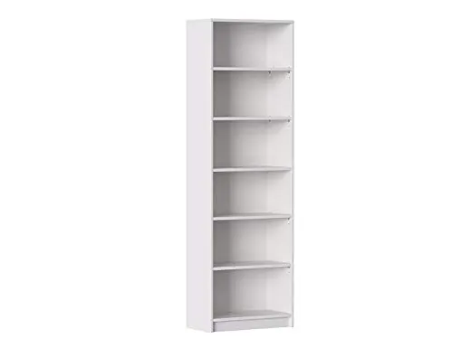 Iconico Home MIK Libreria a 6 Ripiani, Regolabili, Truciolato, Bianco, 60 x 30xh190.5 cm